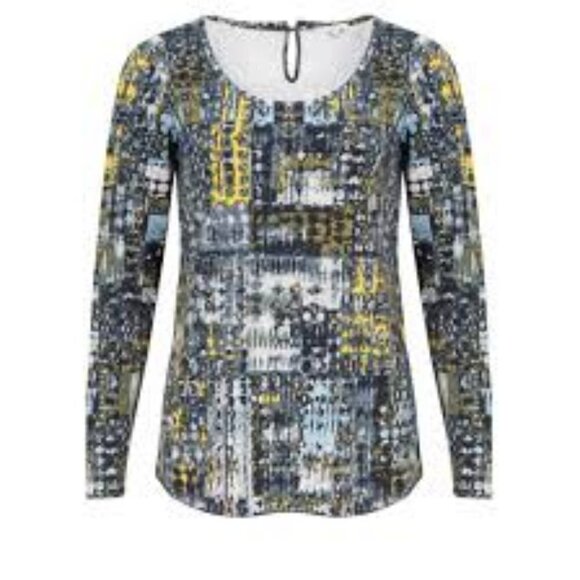 SANDWICH | top long sleeves tee blue yellow abstract size S - Picture 2 of 6